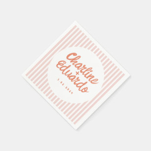 En Papier Pastel Rouge main dessinée Mariage rétro serviette