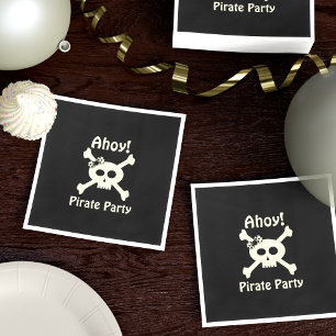 En Papier Peau mignon et Crossbones Pirate Noir Serviettes