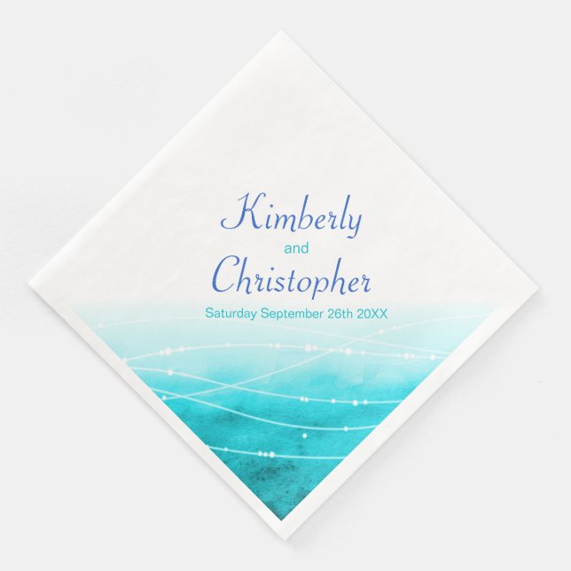 En Papier Peintres reflets de mer bleu eau blanche serviette (Coin)