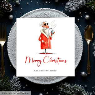 En Papier Père Noël éditable Dîner de Noël drôle Serviette