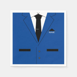 En Papier Personnalisez votre nom Costume bleu serviette et 