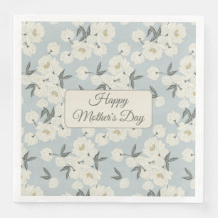 En Papier Pivoine au trait sur serviette bleu clair