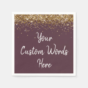 En Papier Plum personnalisé Purple Gold Serviette Anniversai