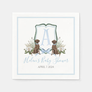 En Papier Préppy Southern Blue Boy Lab Baby shower serviette