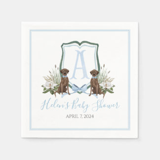 En Papier Préppy Southern Blue Boy Lab Baby shower serviette