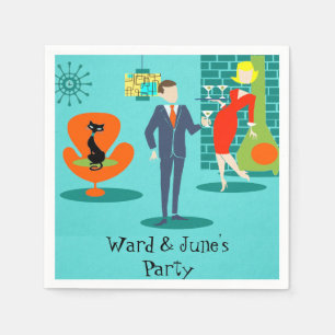 En Papier Rétros serviettes de cocktail de couples de bande