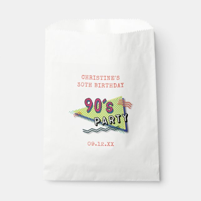 En Papier Sachets FÊTE DES ANNÉES 90 Motifs Favoriser les sa (Devant)