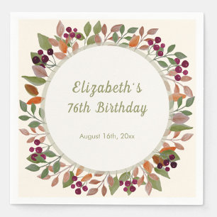En Papier Serviette 76e anniversaire Vert Sauge Feuilles d'A