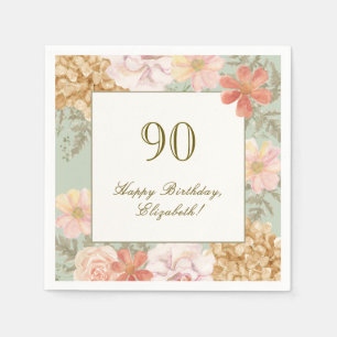 En Papier Serviette 90e Anniversaire Couleur Florale Automna