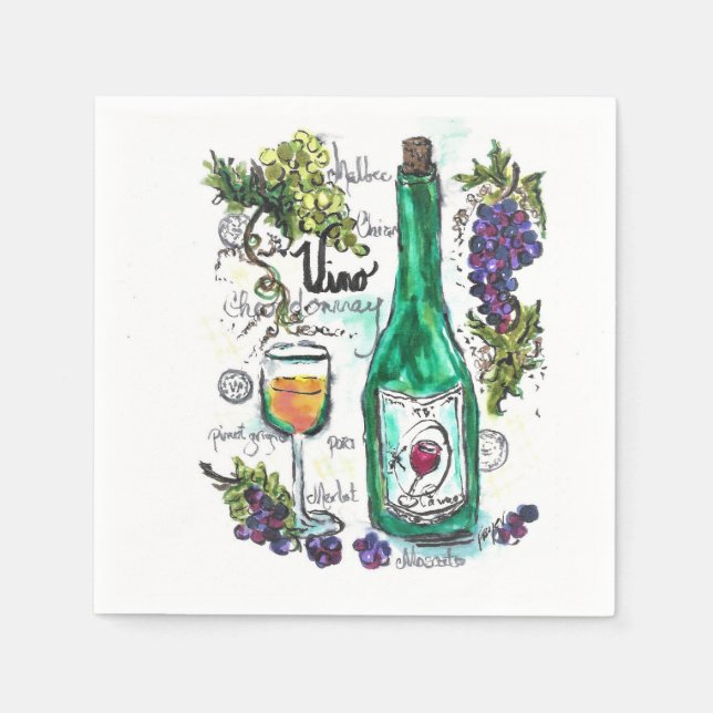 En Papier Serviette à cocktails - Vin et fromage (Devant)