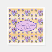 Serviette à fleurs chic Shabby Jaune