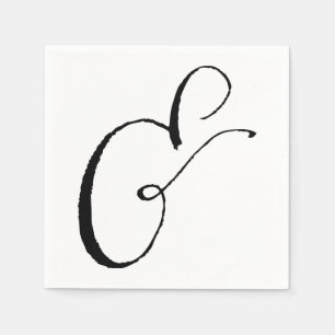 En Papier Serviette à l'ampersand calligraphié, noir et blan