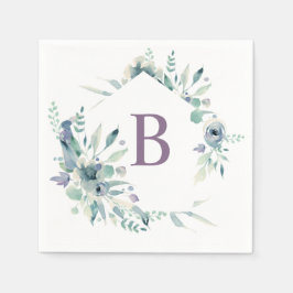 En Papier Serviette à monogramme aquarelle florale lavande