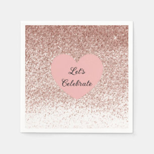 En Papier Serviette à motif pailleté or rose