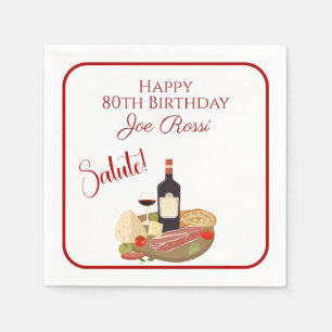 En Papier Serviette Anniversaire 80 ans Thème Italien