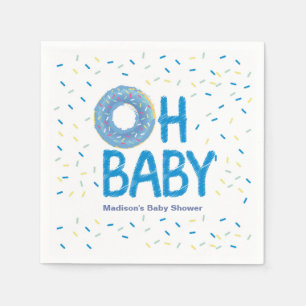 En Papier Serviette bleue de baby shower de beignet