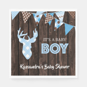En Papier Serviette bleue rustique de déjeuner de baby