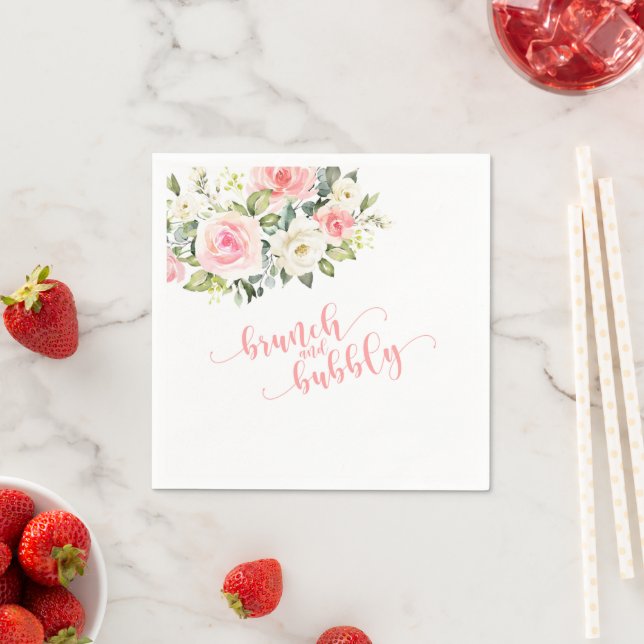 En Papier Serviette Brunch et Bubbly - Rose (En situation)
