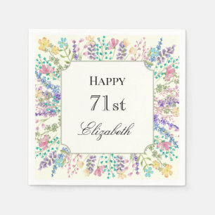 En Papier Serviette d'anniversaire 71 ans à motif floral col