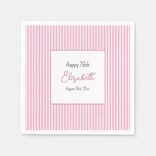 En Papier Serviette d'anniversaire 76 ans rayures roses mini