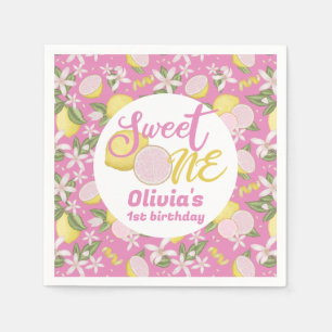 En Papier Serviette d'anniversaire de citron rose