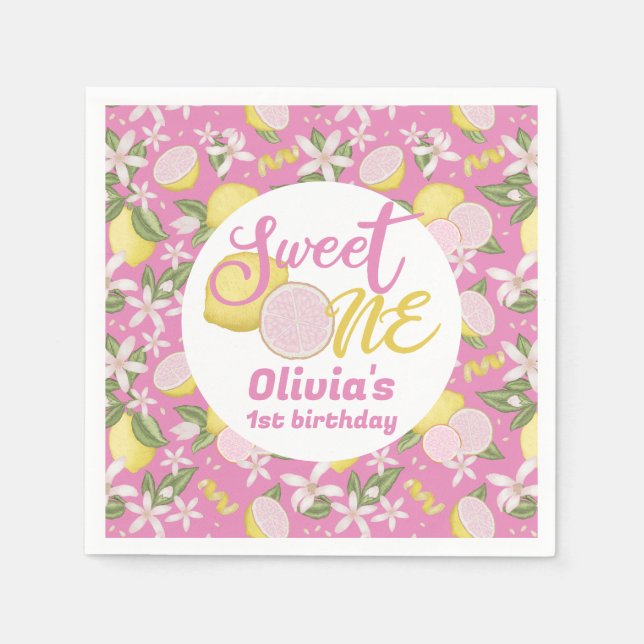En Papier Serviette d'anniversaire de citron rose (Devant)