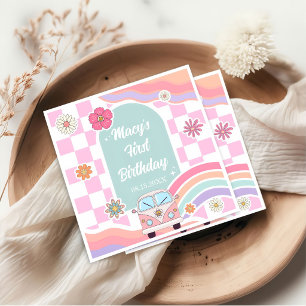 En Papier Serviette d'anniversaire voiture Marguerite Arc-en