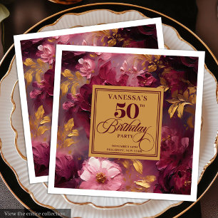 En Papier Serviette de 50e anniversaire marron-rouge doré Bo