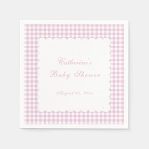 En Papier Serviette de baby shower classique à carreaux rose