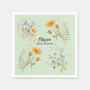 En Papier Serviette de Baby Shower florale à la menthe sauva
