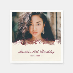 En Papier Serviette de bienvenue anniversaire florale bordea