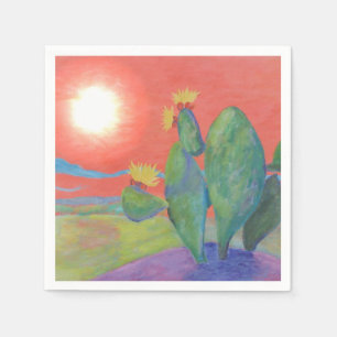 En Papier Serviette de cactus de coucher du soleil