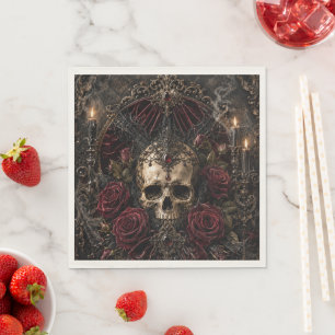 En Papier Serviette de cocktail Halloween Skull & Roses