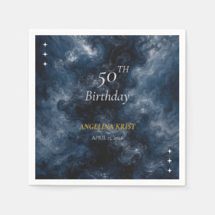 En Papier Serviette de fête d'anniversaire céleste bleu minu