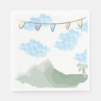 En Papier Serviette de fête d'anniversaire Dino Landscape