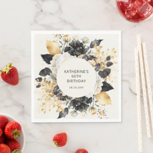En Papier Serviette de fête d'anniversaire luxueuse noire et