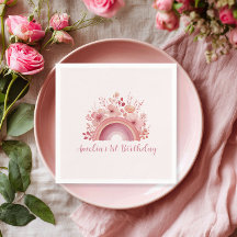 Serviette de fête d'anniversaire Rainbow Onederful