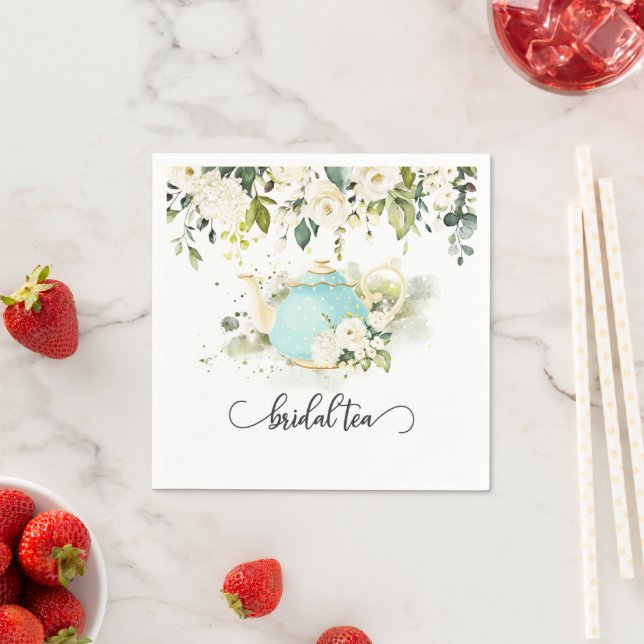 En Papier Serviette de fête de thé de mariage - Bleu WC (En situation)