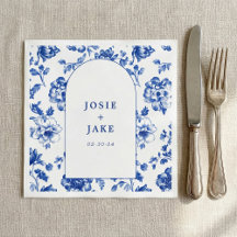 Serviette de mariage à arche bleue et blanche de D