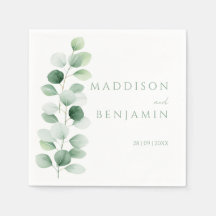 Serviette de mariage à feuillage de eucalyptus mod