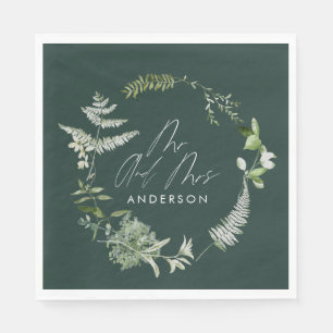 En Papier Serviette de mariage à l'écriture botanique modern