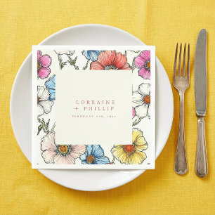 En Papier Serviette de mariage aux fleurs sauvages vintage