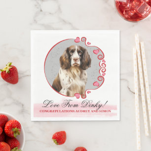 En Papier Serviette de mariage avec photo de Springer Spanie