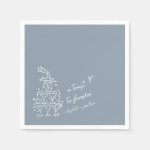 En Papier Serviette de mariage bleu poussiéreux pour un toas