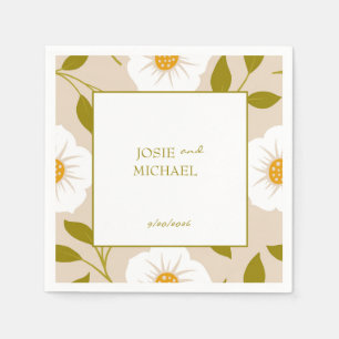 En Papier Serviette de mariage bohème florale verte