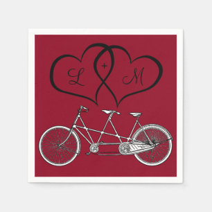 En Papier Serviette de mariage bordeaux Bicyclette pour deux