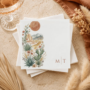En Papier Serviette de mariage botanique du désert