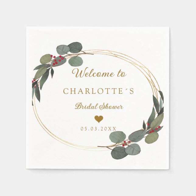 En Papier Serviette de mariage Eucalyptus moderne et élégant (Devant)