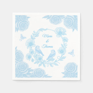 En Papier Serviette de mariage florale bleue 💙 Noms personn
