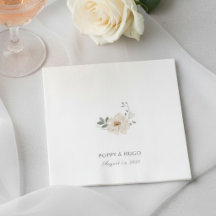 Serviette de mariage florale chic blanche